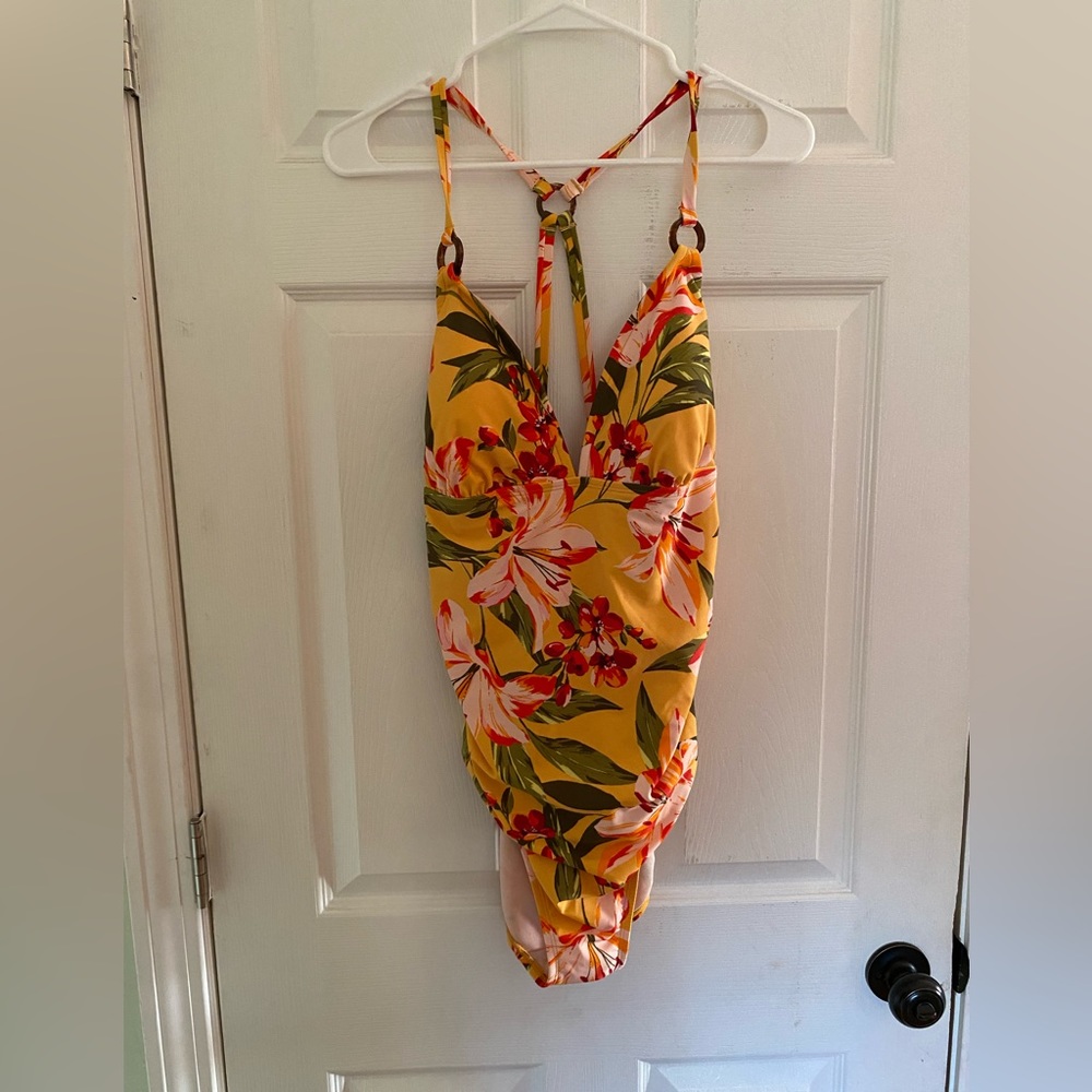 Yellow floral bathing suit